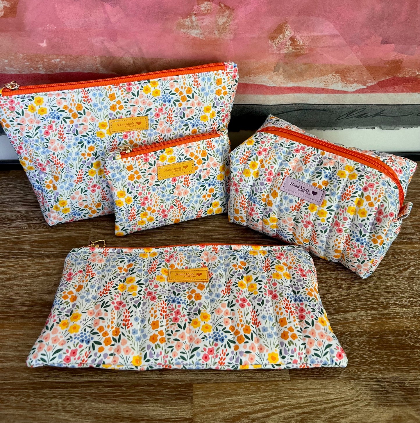 🌸 Floral Cotton Coin Purse – Clip-On Charm, Sewn with Love