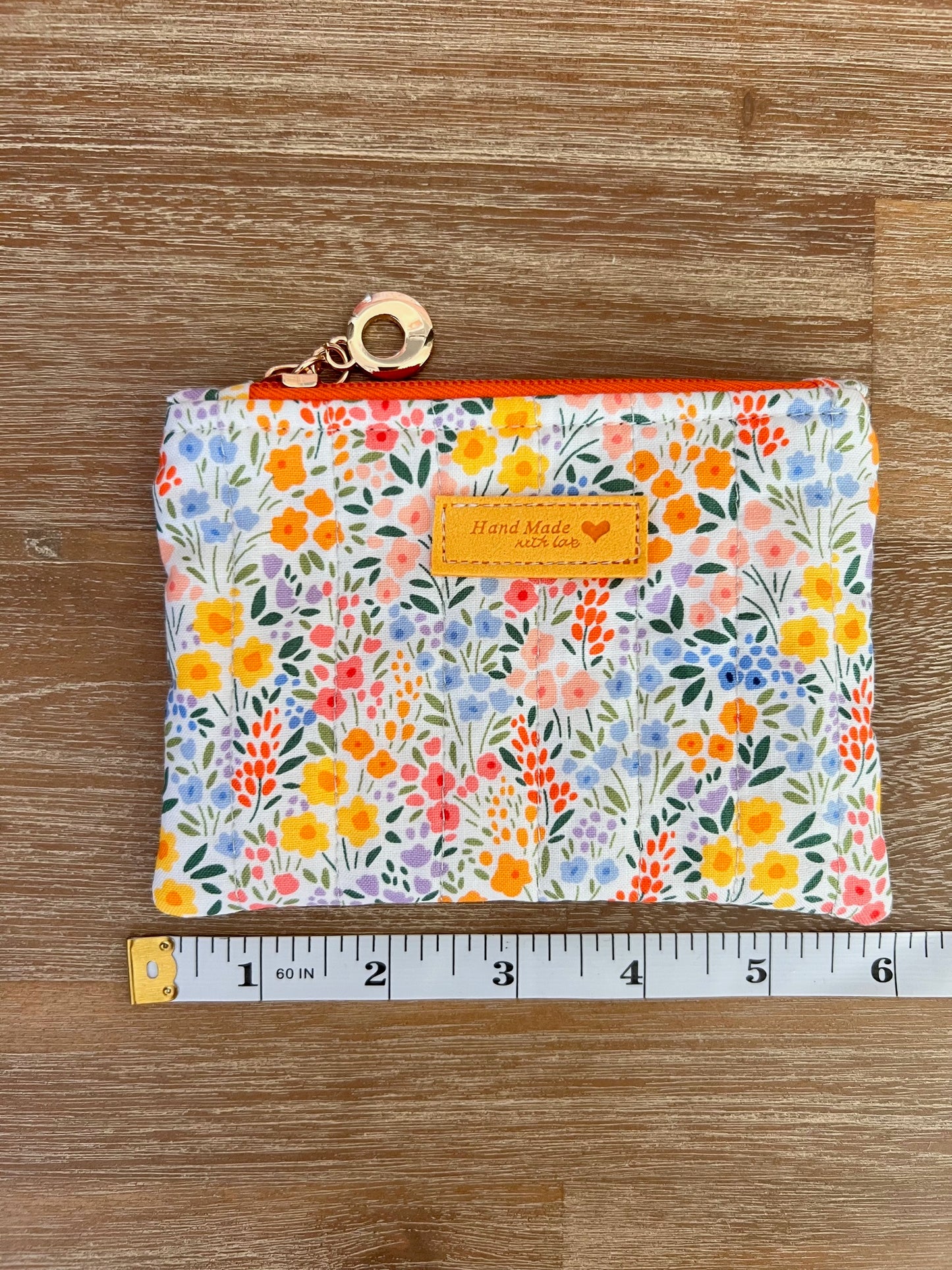 🌸 Floral Cotton Coin Purse – Clip-On Charm, Sewn with Love