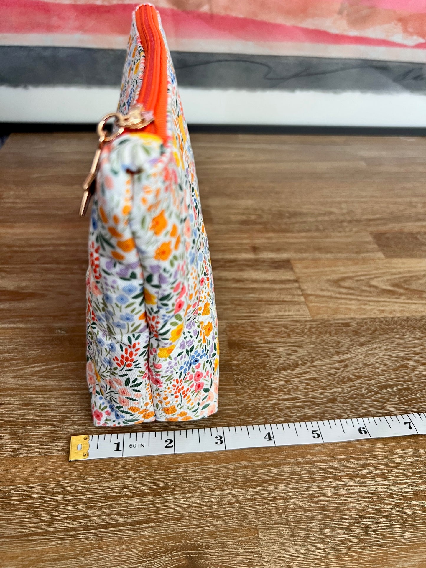 🌸 Handcrafted Floral Cotton Makeup Bag – Made with Love