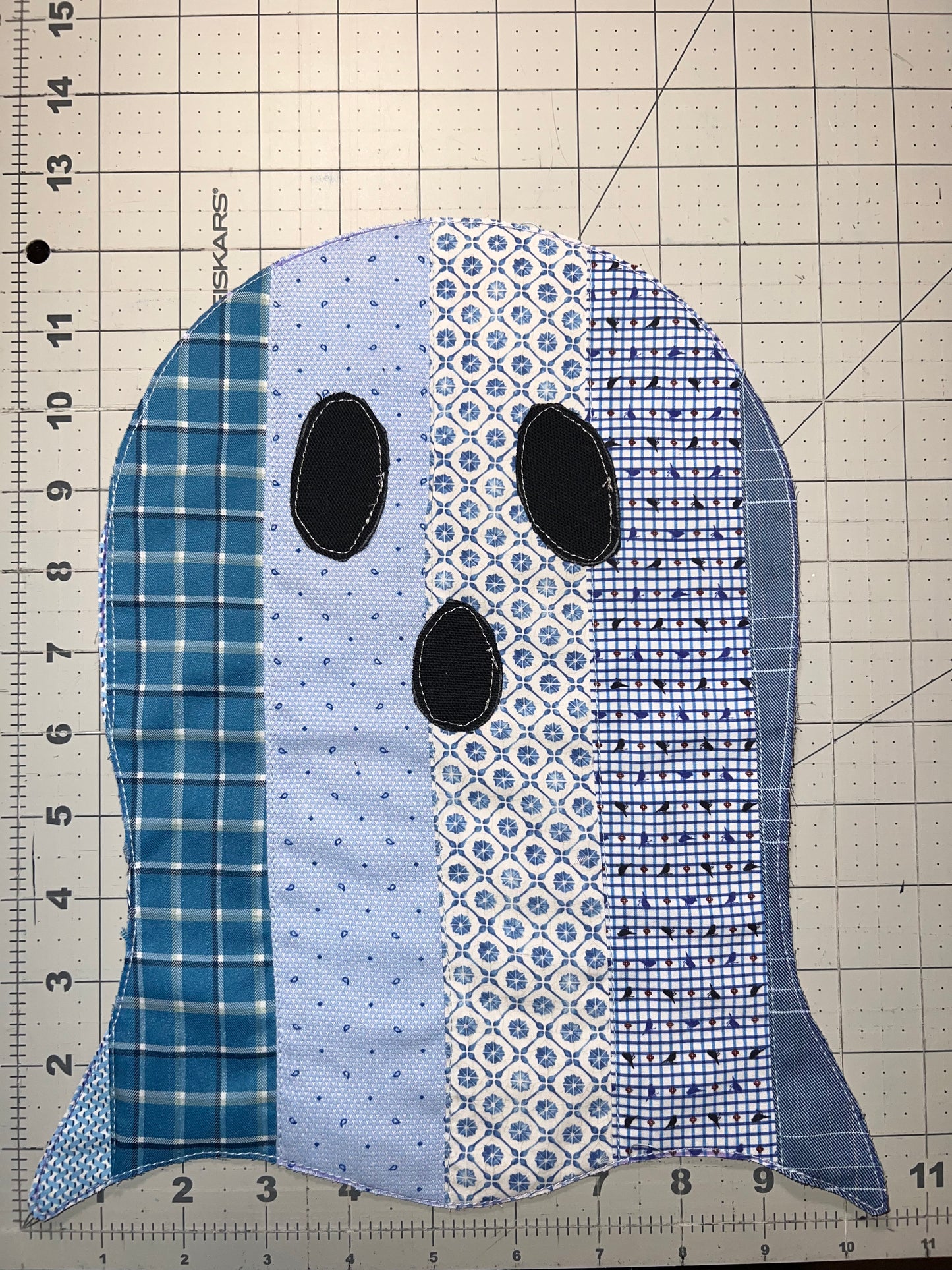 👻 Blue Threads Large Ghost Appliqué – Timeless Textiles with a Playful Spirit