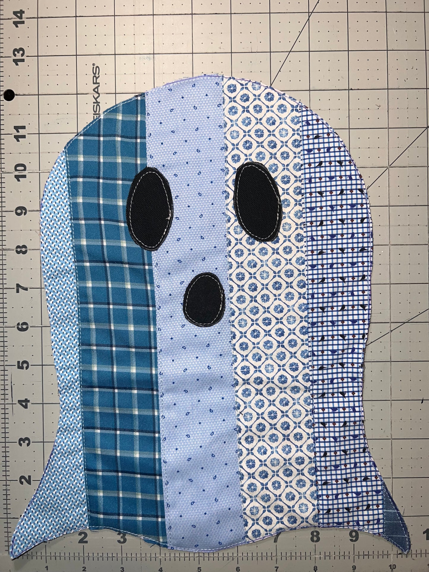 👻 Blue Threads Large Ghost Appliqué – Timeless Textiles with a Playful Spirit