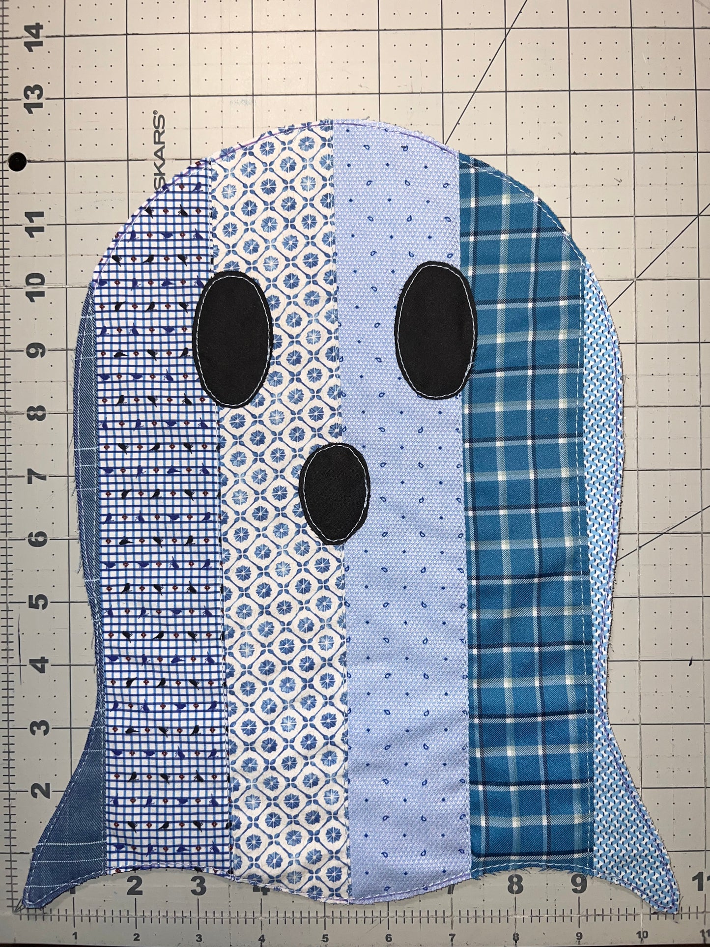 👻 Blue Threads Large Ghost Appliqué – Timeless Textiles with a Playful Spirit