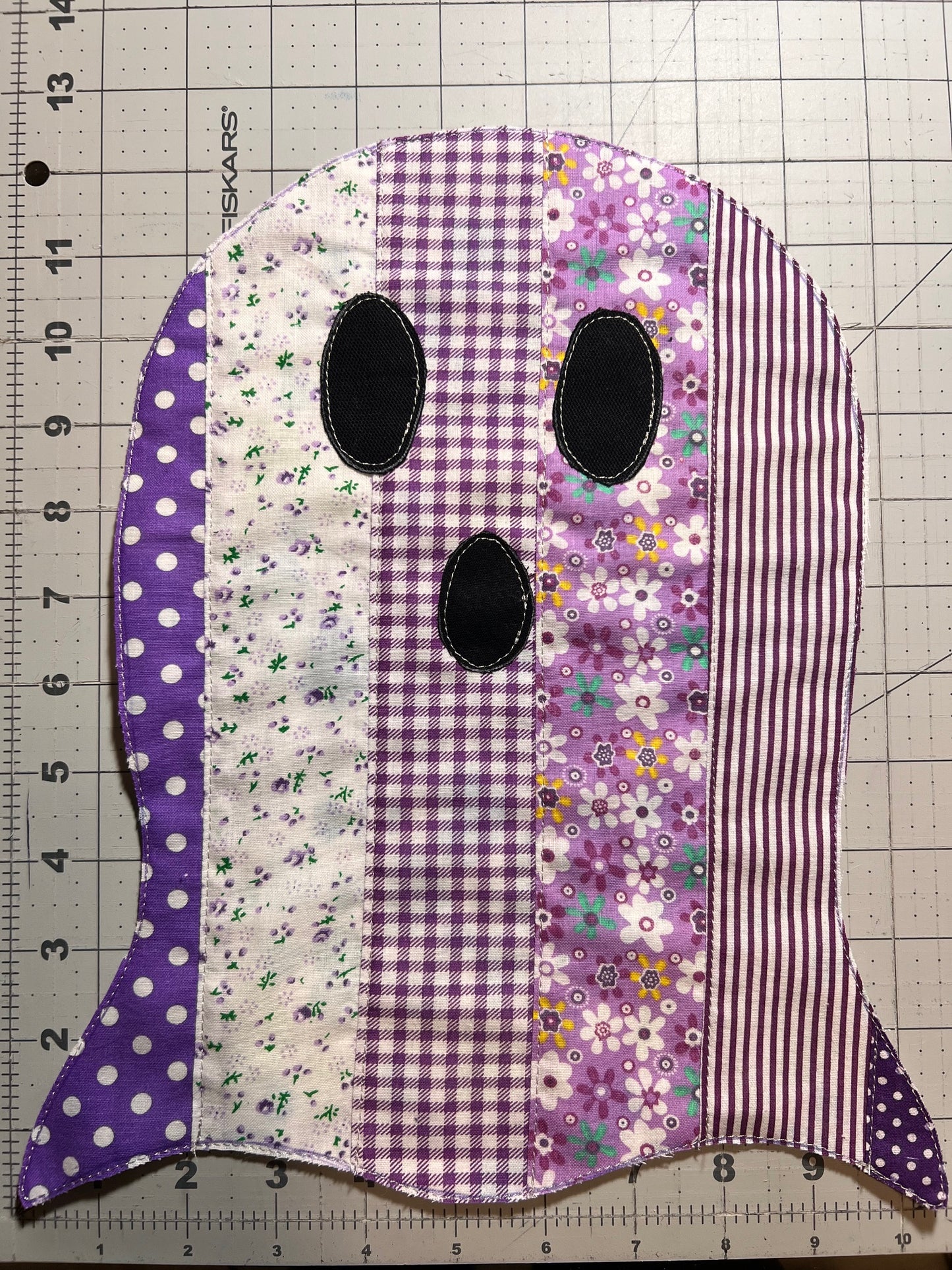 👻 Purple Handmade Quilted Ghost Applique Large – Whimsical, Colorful & One-of-a-Kind