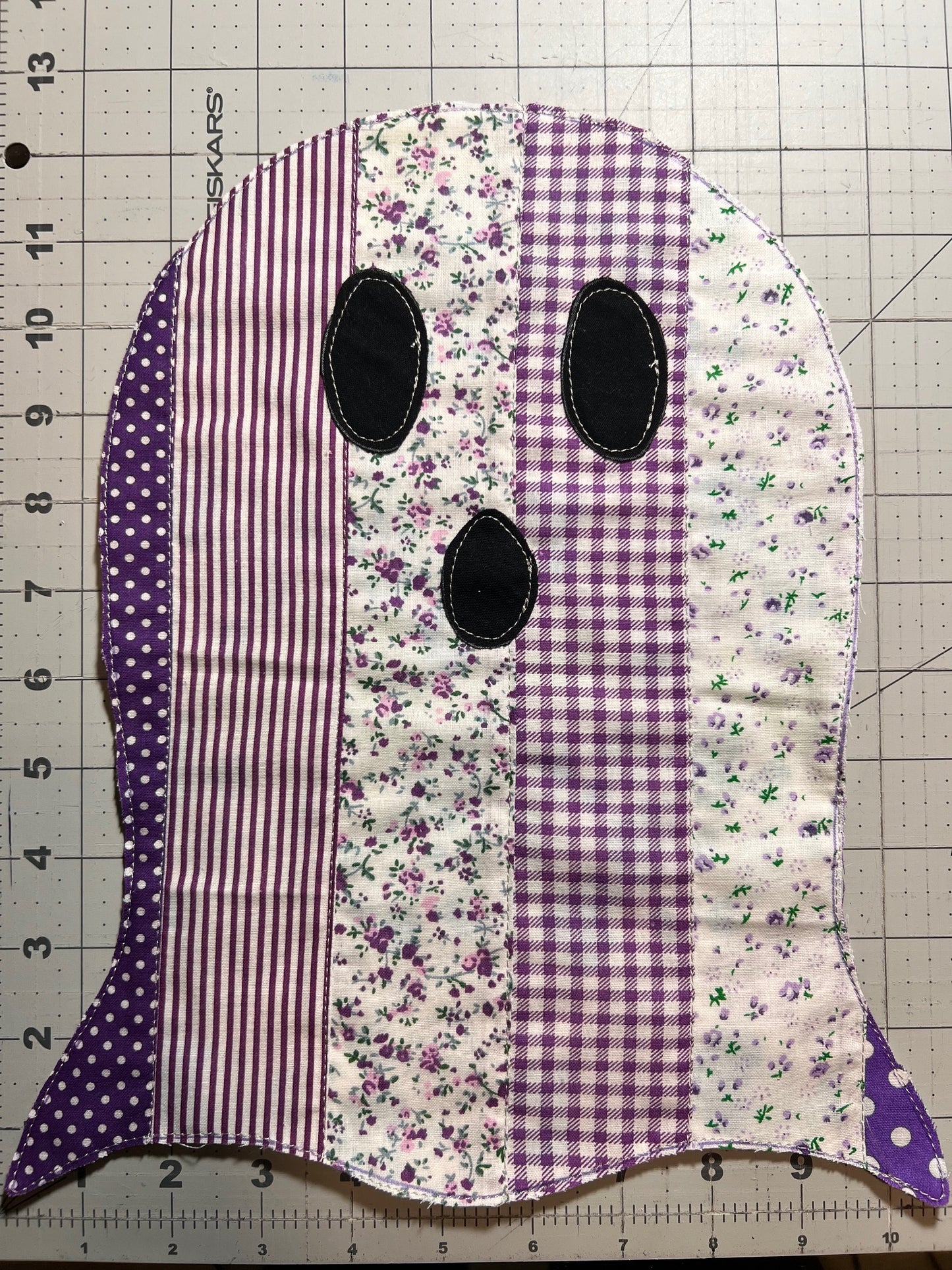 👻 Purple Handmade Quilted Ghost Applique Large – Whimsical, Colorful & One-of-a-Kind