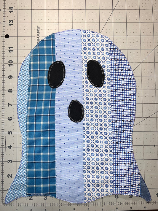 👻 Blue Threads Large Ghost Appliqué – Timeless Textiles with a Playful Spirit