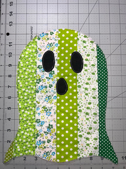 👻 Green Garden Large Ghost Appliqué – Whimsy in Bloom