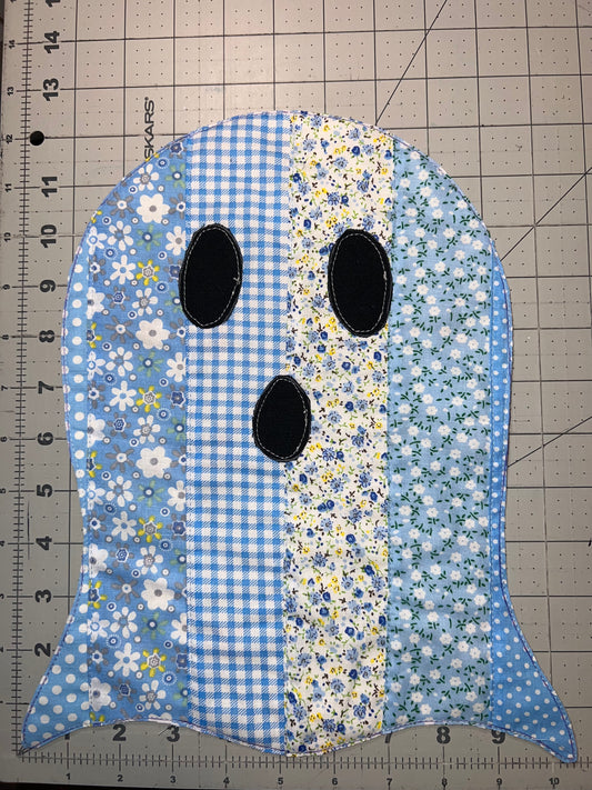 👻 Blue Breeze Large Ghost Appliqué – Sweetly Spooky with a Vintage Twist