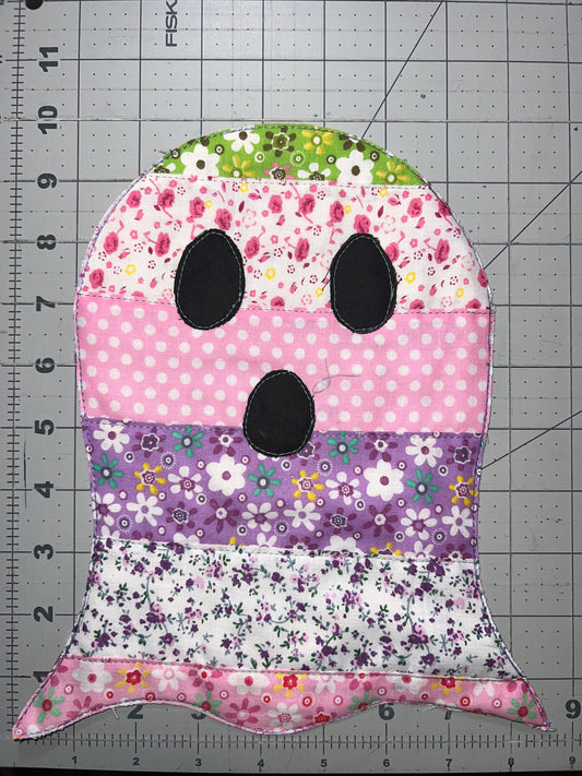 👻 Floral Polkadot Ghost Appliqué Small– Sweetly Spooky Style for Halloween